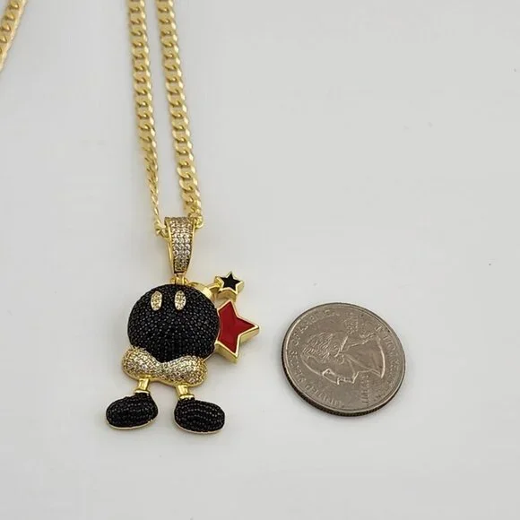 Brand New Sterling Silver 925 Mario Bomber Necklace
